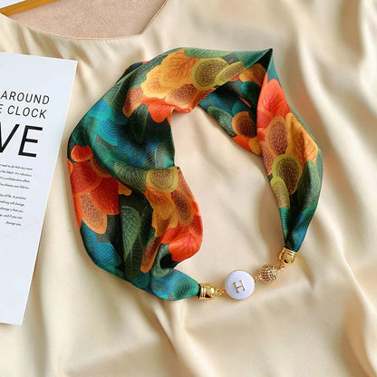 Women's Square Scarf with Magnetic Buckle - Versatile Summer Luxury Scarf/Necklace