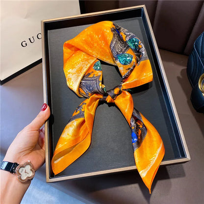 Foulard Carré Soie Naturelle 100% 65cm Femme - Bandana Headscarf Neckerchief Châle Luxe