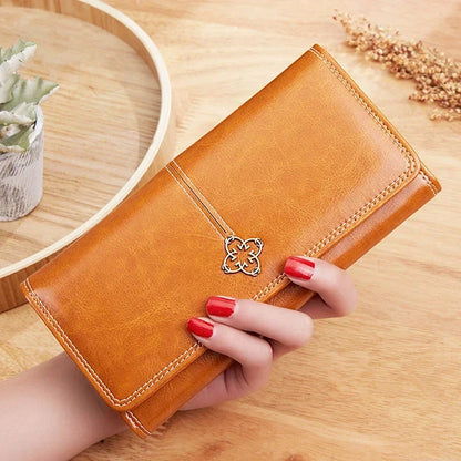 Portefeuille Femme Long Cuir PU - Porte-Cartes Classique avec Fermeture Éclair