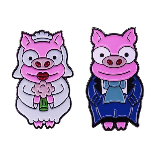 Broche Mariage Couple Émail - Pin's Mariés Romantique Accessoire Cérémonie