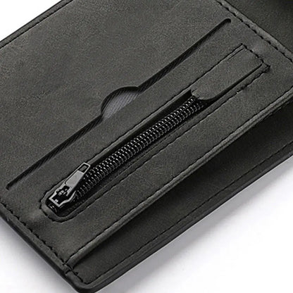 Portefeuille Homme Cuir PU Multi-Cartes - Porte-Monnaie Court Grande Capacité Pliable