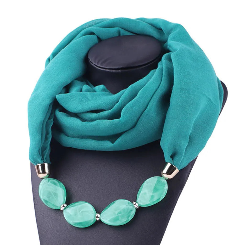 Foulard Collier Ethnique Coton Lin - Accessoire Mode Pendentif Doux