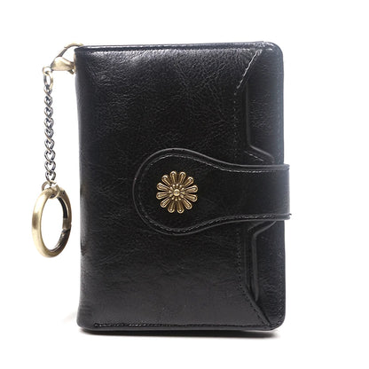 Portefeuille Femme Cuir Rétro Rouge - Porte-Monnaie Court Bifold avec Porte-Cartes Détachable