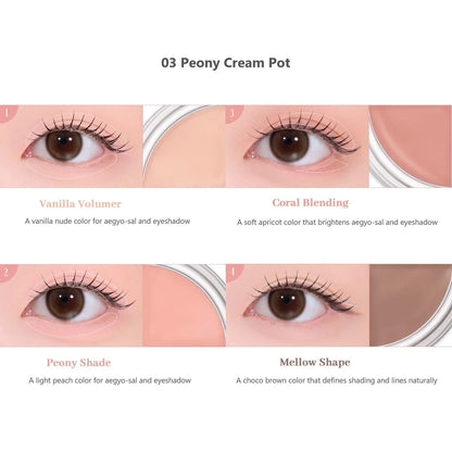 Liner Yeux rom&nd Hanall Eyepot Peony Cream - Texture Crème Soyeuse Longue Tenue 4-en-1 K-Beauty