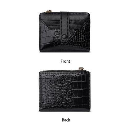 Portefeuille Femme Cuir PU Motif Crocodile - Porte-Cartes Court Bifold