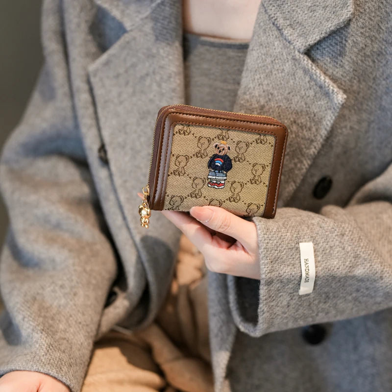 Portefeuille Femme Long Zippé Grande Capacité - Porte-Monnaie Bifold avec Dragonne Porte-Carte Designer Luxe