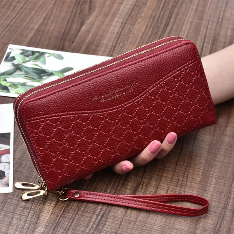 Portefeuille Long Femme Double Fermeture Éclair - Clutch Grande Capacité Cuir Europe