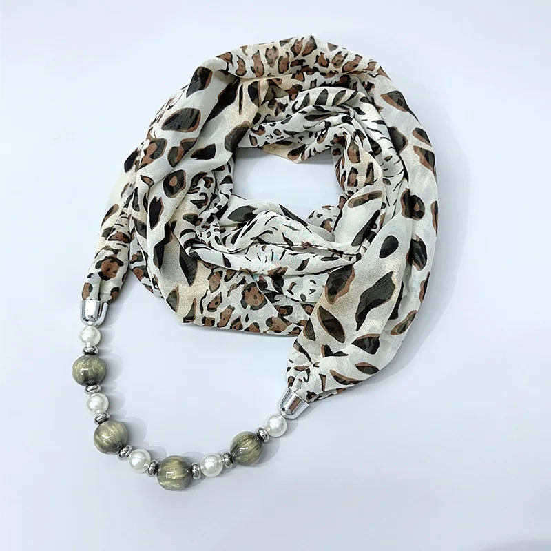 Foulard Collier Mousseline Multicolore Femme - Bijou Statement Neckerchief Bohème Hijab