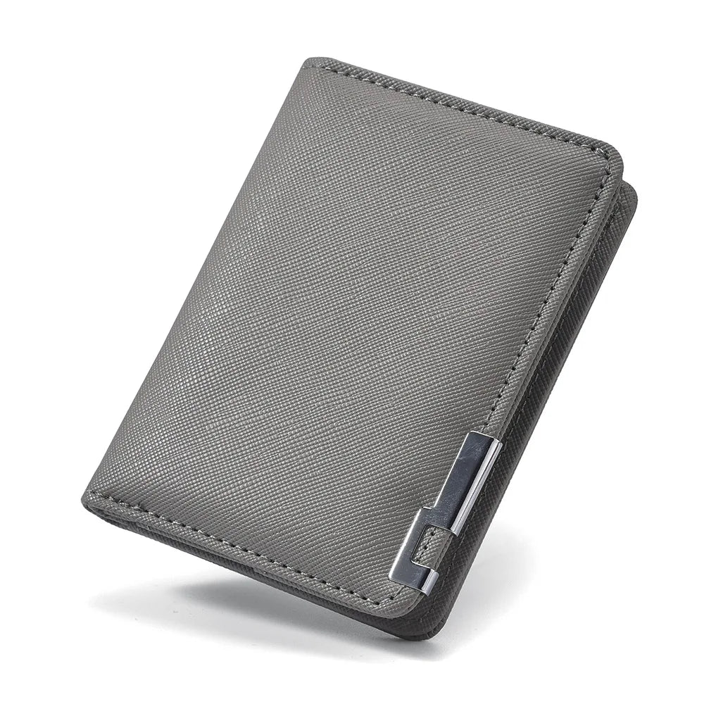 Portefeuille Homme Cuir Synthétique Slim - Porte-Carte Business Minimaliste Multiples Emplacements Géométrique