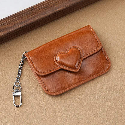 Portefeuille Femme Cuir PU Cœur - Porte-Cartes Anti-Magnétique Voyage Monnaie