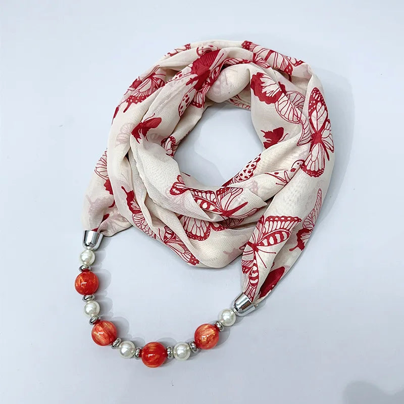 Foulard Collier Mousseline Multicolore Femme - Bijou Statement Neckerchief Bohème Hijab