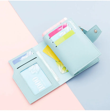 Mini Portefeuille Femme Compact Noir - Petit Porte-Cartes Élégant pour Filles