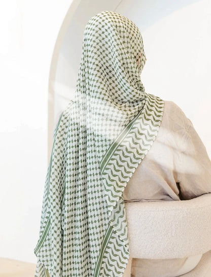 Foulard Hijab Keffieh Mousseline Femme - Écharpe Châle Islamique Musulman Respirant Dubai