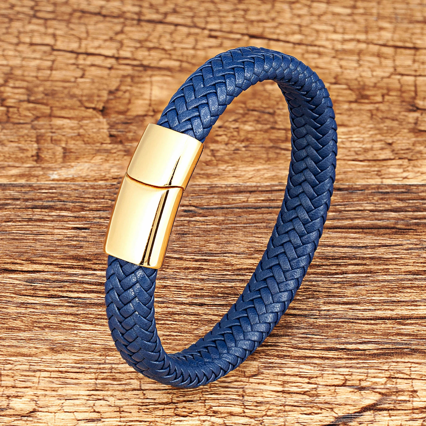 Bracelet Corde Cuir Tressé Homme – Fermoir Magnétique Acier Inoxydable