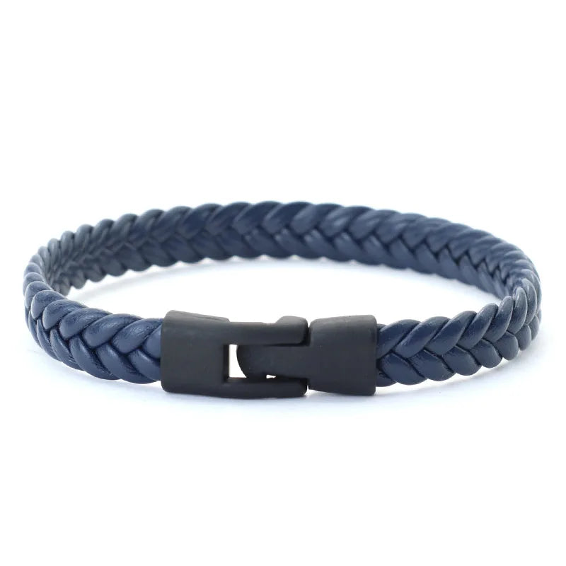 Bracelet Cuir Tressé Homme — Style Vintage, Fait Main, Fermoir Easy-Hook
