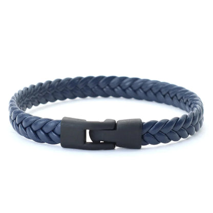 Bracelet Cuir Tressé Homme — Style Vintage, Fait Main, Fermoir Easy-Hook