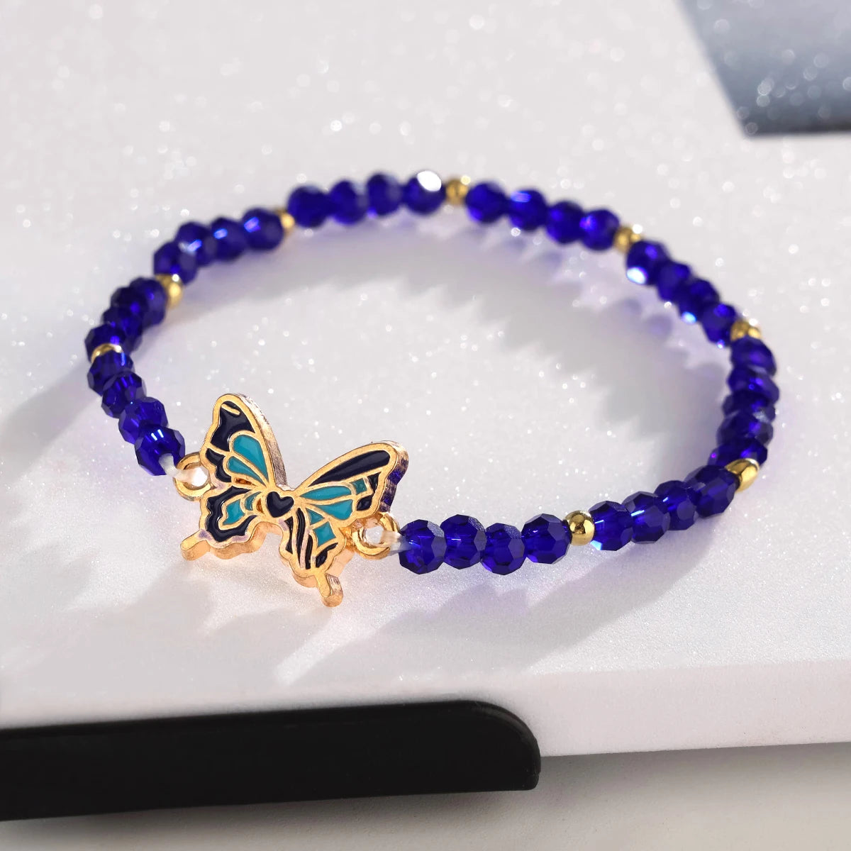 Ensemble 12 Bracelets Perles Verre Bohème – Bangles Papillon Romantique Mignon Femme