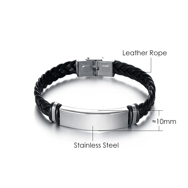 Bracelet en Corde Tressée et Acier Inoxydable - Style Hip-Hop Rock Unisexe