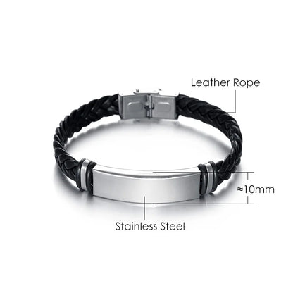 Bracelet en Corde Tressée et Acier Inoxydable - Style Hip-Hop Rock Unisexe