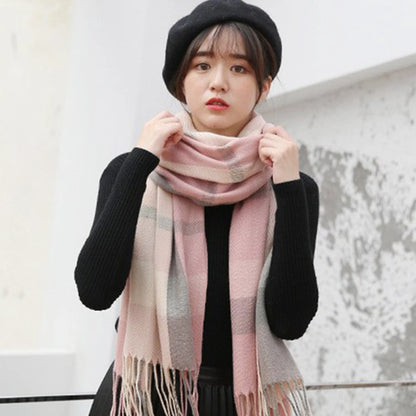 Foulard Écharpe Carreaux Femme Automne Hiver - Cachemire Châle Chaud Mi-Long