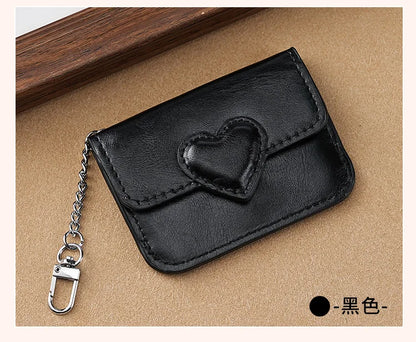 Portefeuille Femme Cuir PU Cœur - Porte-Cartes Anti-Magnétique Voyage Monnaie