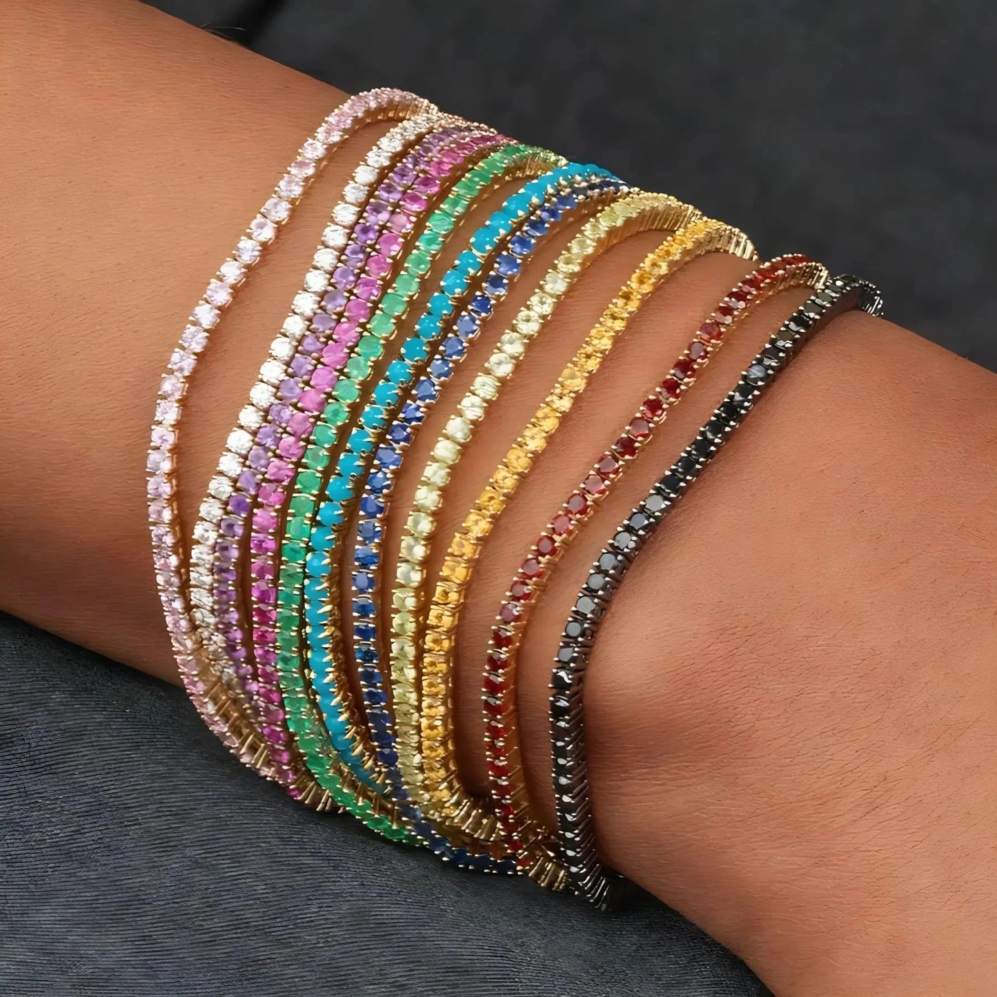 Ensemble 11 Bracelets Strass Élastiques – Stack Accumulation Brillant