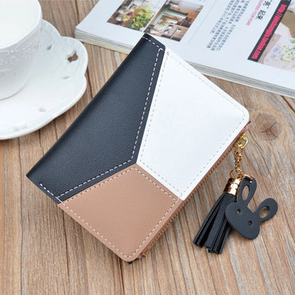 Portefeuille Femme Court Cuir PU Noir - Porte-Monnaie Pliable Compact avec Porte-Cartes