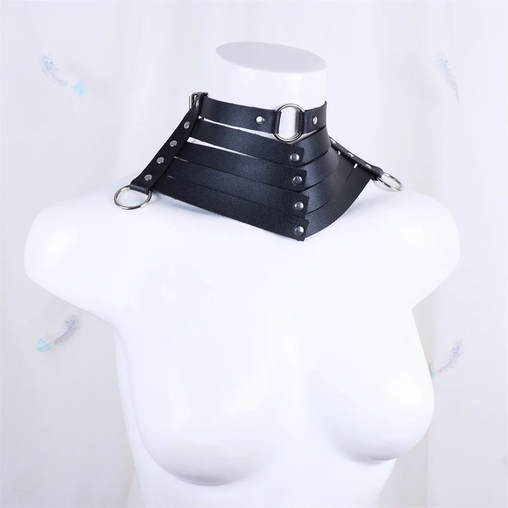 Collier Choker Gothique Cuir Rivets – Ras-du-Cou Punk Rock Noir