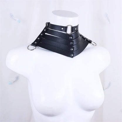 Collier Choker Gothique Cuir Rivets – Ras-du-Cou Punk Rock Noir