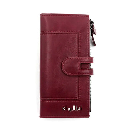 Portefeuille Femme Long Cuir Vintage RFID - Porte-Chéquier Carnet Chèques Protection Anti-RFID Élégant