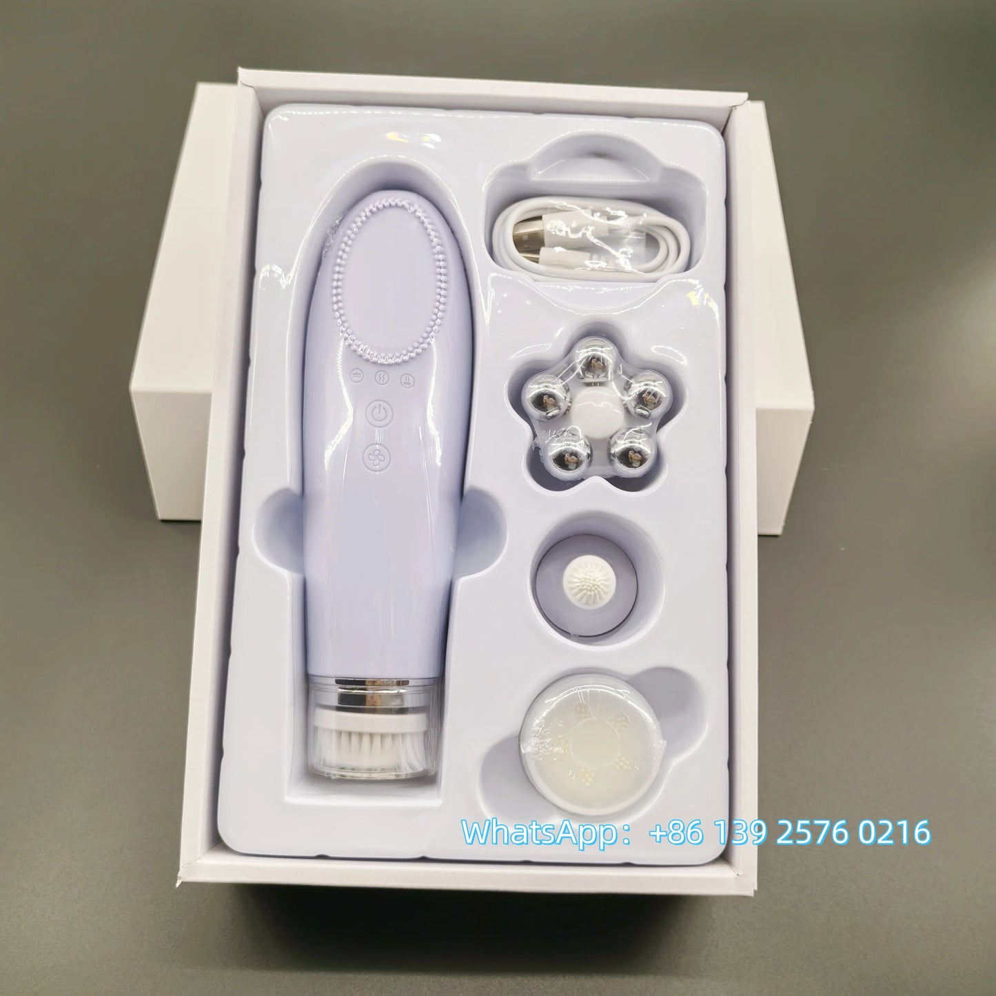 Appareil Nettoyage Facial 4-en-1 Silicone - Brosse Électrique Lifting Visage Anti-Âge Rose