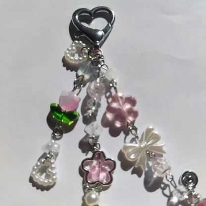 Porte-Clés Kawaii Perles Fraise Animé – Charm Sac Y2K Mignon
