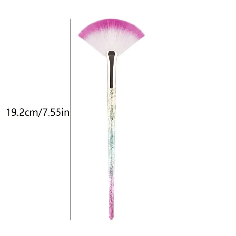 Pinceau Blush Éventail Rose Gold - Highlighter Poudre Libre Visage Ultra-Doux Coréen Beauté Professionnelle