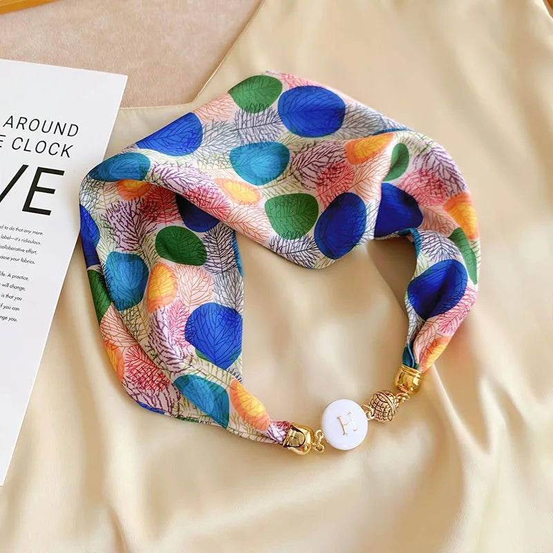 Women's Square Scarf with Magnetic Buckle - Versatile Summer Luxury Scarf/Necklace