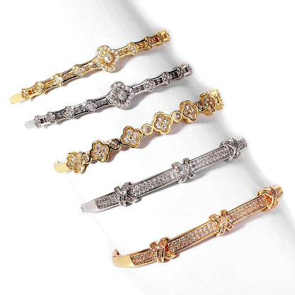 Bracelet Cuivre & Zirconia Femme – Élégance Minimaliste Style Européen