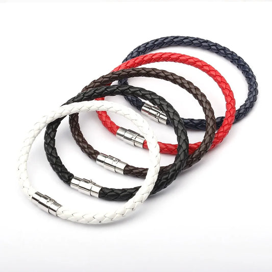 Bracelet Cuir Tressé Boucle Magnétique – Duo & Style Unisexe