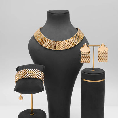 Parure Bijoux Dubai Luxe Mariée – Collier Statement Bracelet Boucles Cristaux