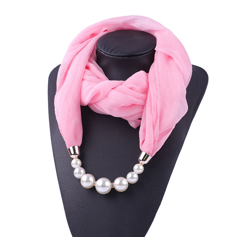 Foulard Collier Pendentif Couleur Unie Femme - Écharpe Neckerchief Bijou Hijab Accessoire