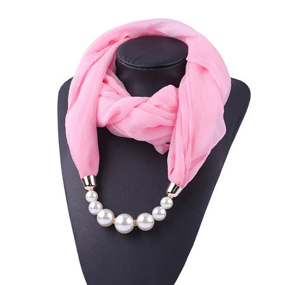 Foulard Collier Pendentif Couleur Unie Femme - Écharpe Neckerchief Bijou Hijab Accessoire
