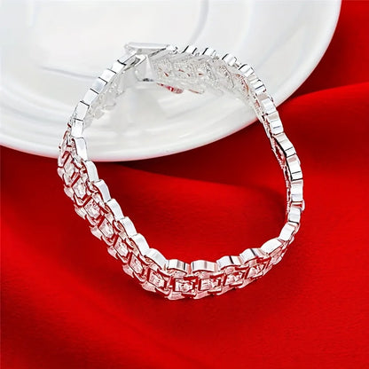 Bracelet Classique Argent Sterling 925 - 8 Pouces Unisexe Mariage Fiançailles