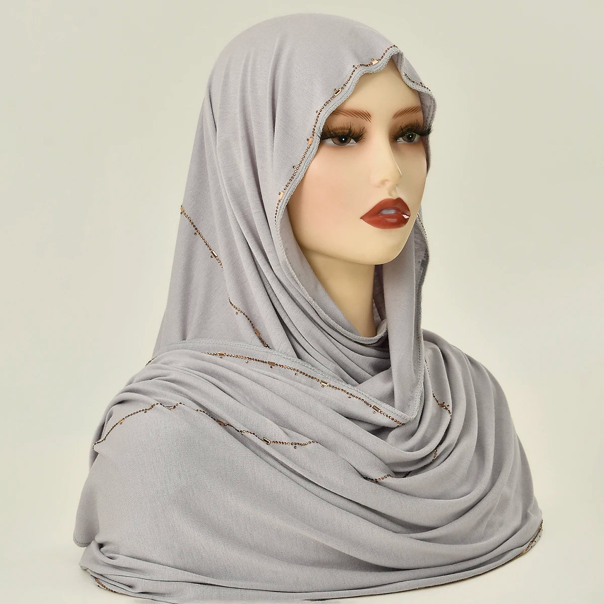 Hijab Jersey Coton Premium - Voile Bordure Scintillante Femme