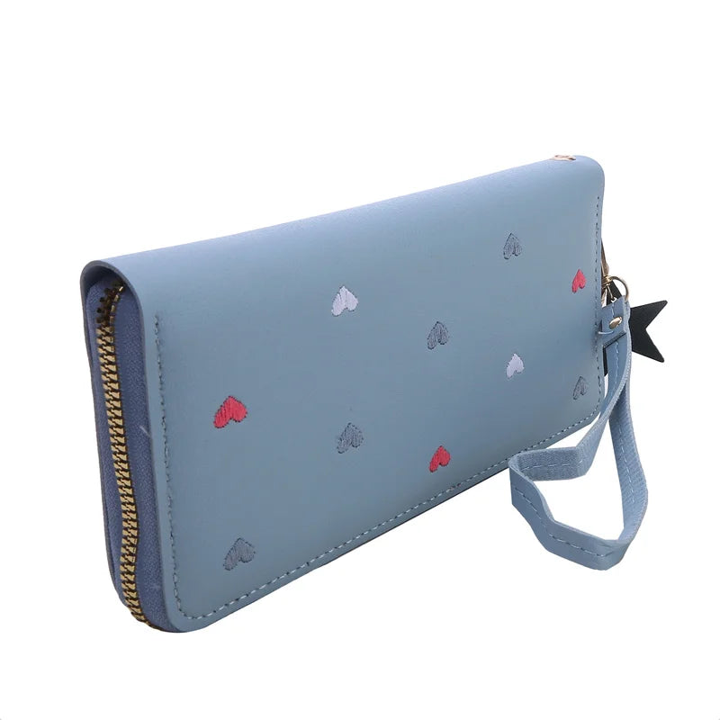 Portefeuille Femme Long Cœur Luxe - Clutch Wallet Porte-Cartes Téléphone Vert