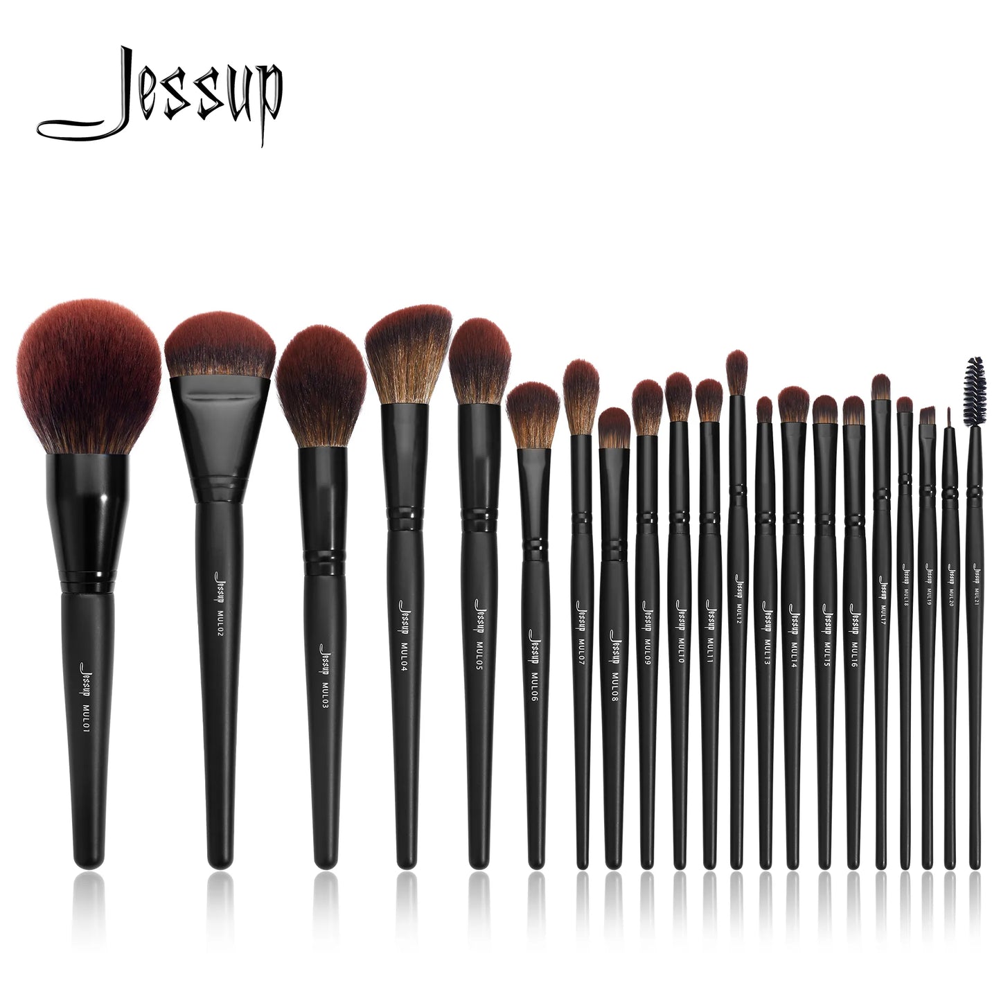 Set Pinceaux Maquillage Jessup 21pcs Premium - Bois Naturel Poils Synthétiques Professionnels
