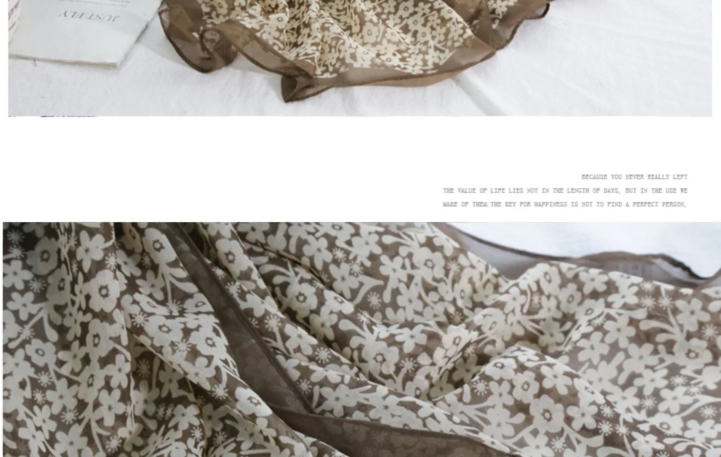 Foulard Écharpe Mousseline Petite Fleur Femme - Bandana Hijab Châle Été Protection Solaire