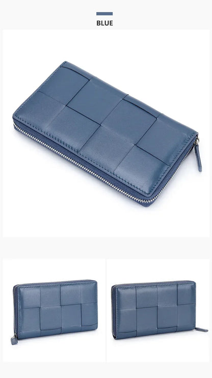 Portefeuille Femme Cuir Véritable Long - Porte-Monnaie Luxe Design Clutch Cadeau