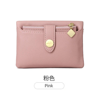Portefeuille Femme Cuir PU Double Pliage - Porte-Cartes Court Multi-Fonctions Monnaie