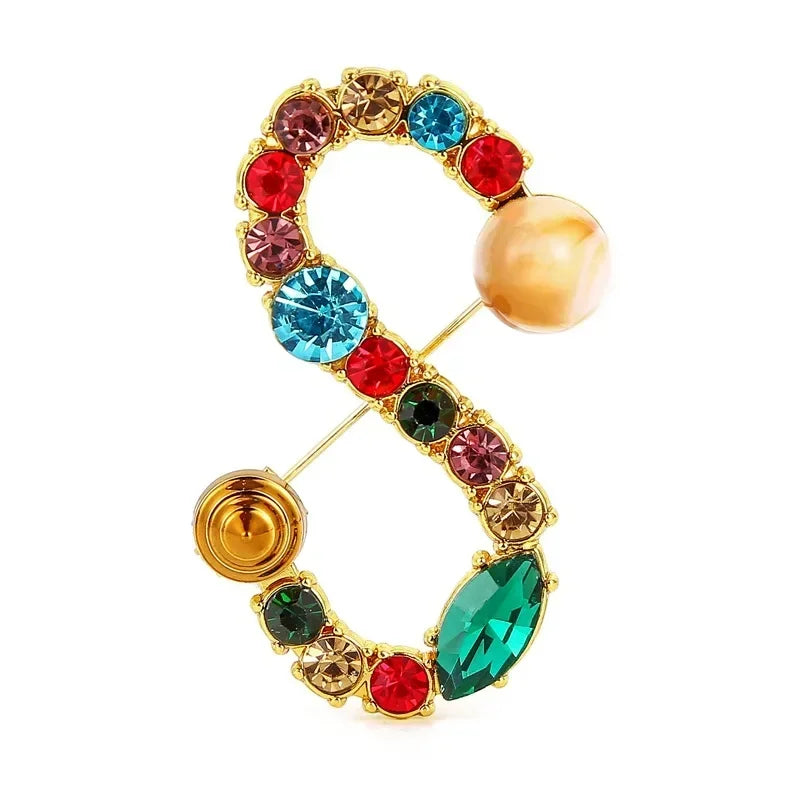 Broche Lettre Anglaise Strass Cristaux Colorés – Pin's Revers Alphabet Tendance Femme
