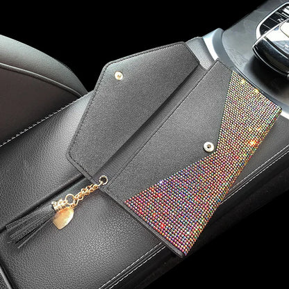 Portefeuille Femme Cristaux Bling - Porte-Cartes Carré Fashion avec Strass