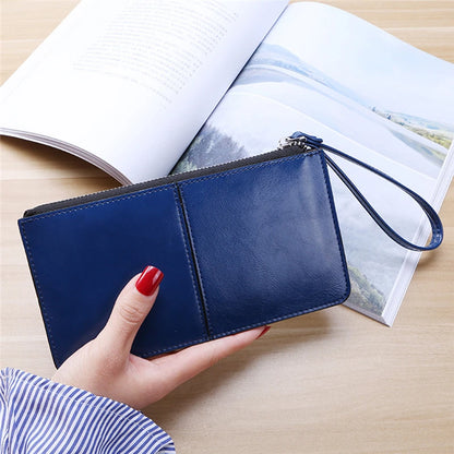 Portefeuille Femme Business Cuir PU Long - Clutch Fermeture Éclair Porte-Cartes Grande Capacité Vert Foncé