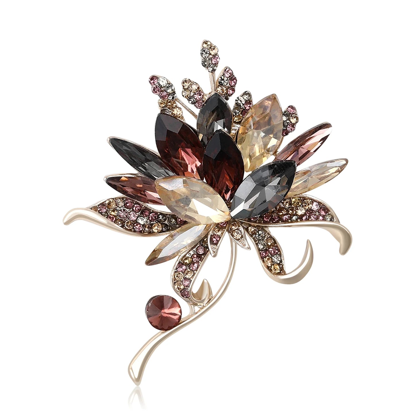 Broche Bouquet Main Cristal Verre Luxe – Pin's Fleur Casual Soirées Mariage Unisexe